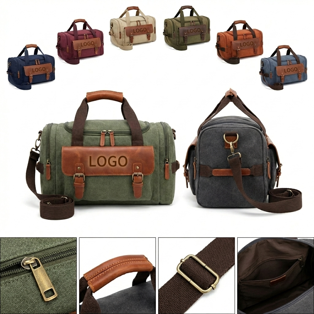 Structured Canvas Weekender Bag for Travel with Durable Base