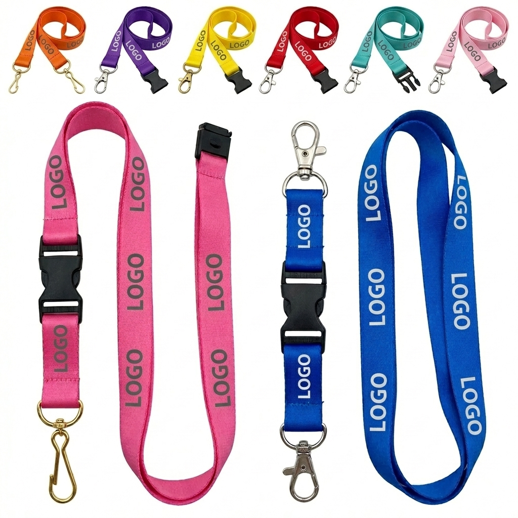 Durable Micro-Woven Polyester Lanyard with Edge-to-Edge Print & Attachment Options