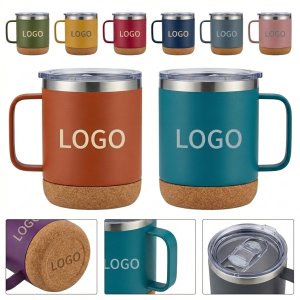 12oz Double-Walled Stainless Steel Travel Mug with Cork Base - Multi-Color Collection
