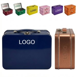 Customizable Retro Metal Lunch Box with Full-Color Logo Printing